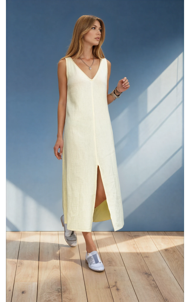 Pasaklı Giyim Kadın %100 Pamuk Müslin Elbise 3419385 Sarı