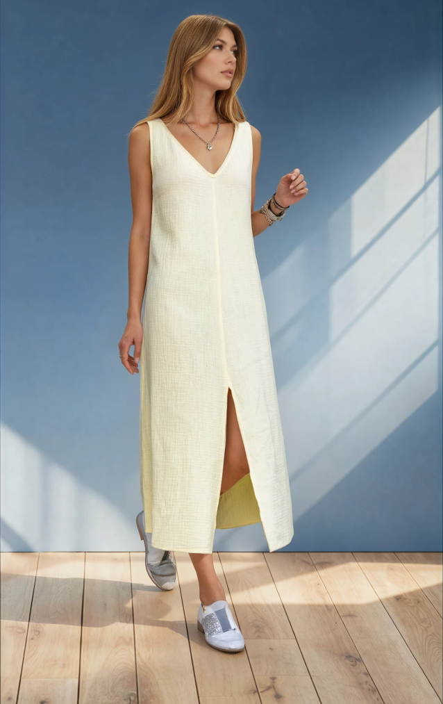 Pasaklı Giyim Kadın %100 Pamuk Müslin Elbise 3419385 Sarı