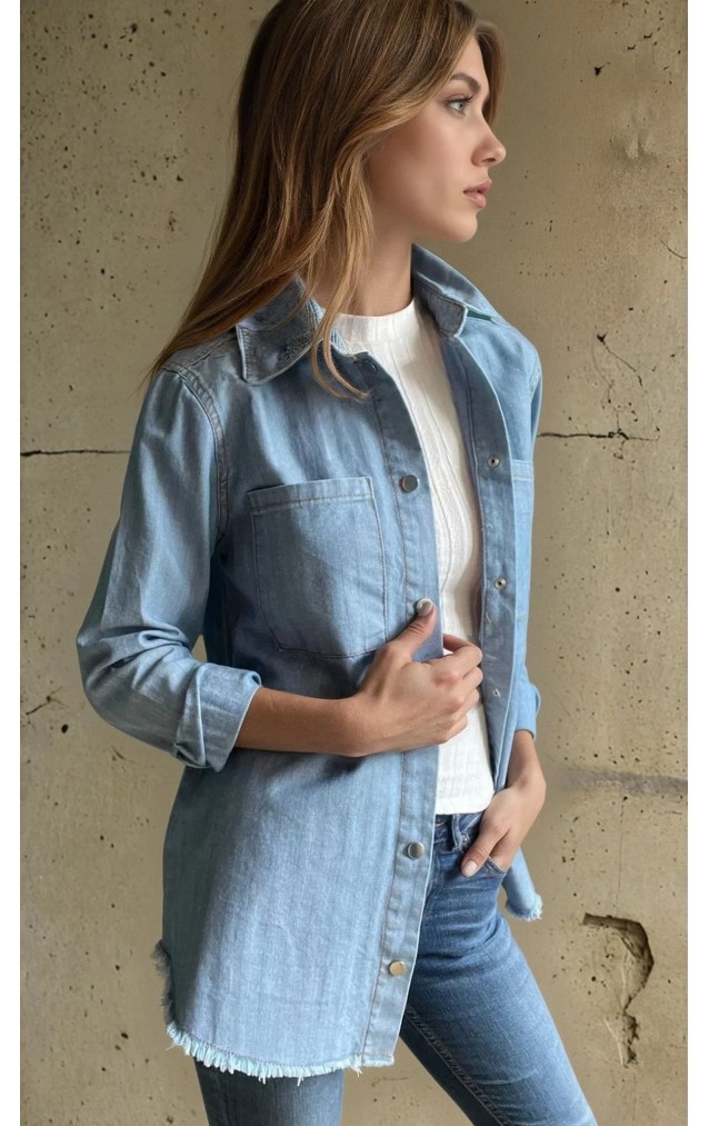 Pasaklı Giyim Kadın Denim Kot Gömlek 3286308 Açık Mavi