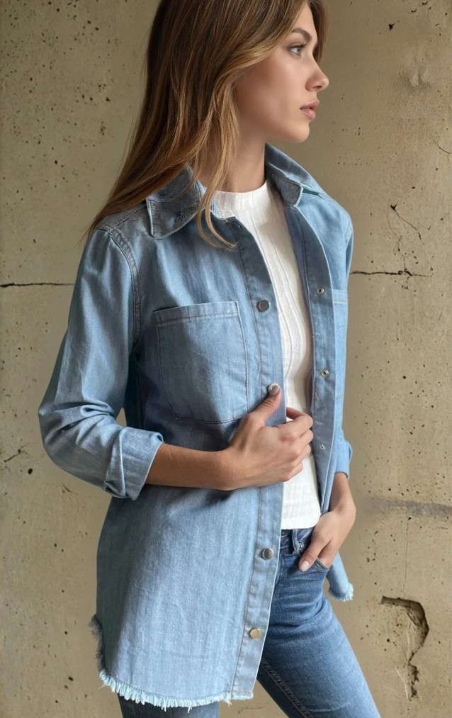 Pasaklı Giyim Kadın Denim Kot Gömlek 3286308 Açık Mavi