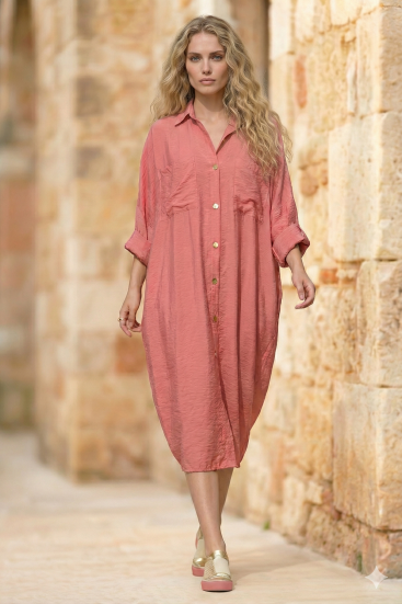 Pasaklı Giyim Kadın Oversize Yarasa Kol Tesettüre Uygun Gömlek Elbise-Tesettür Tunik 3282528 Gül Kurusu