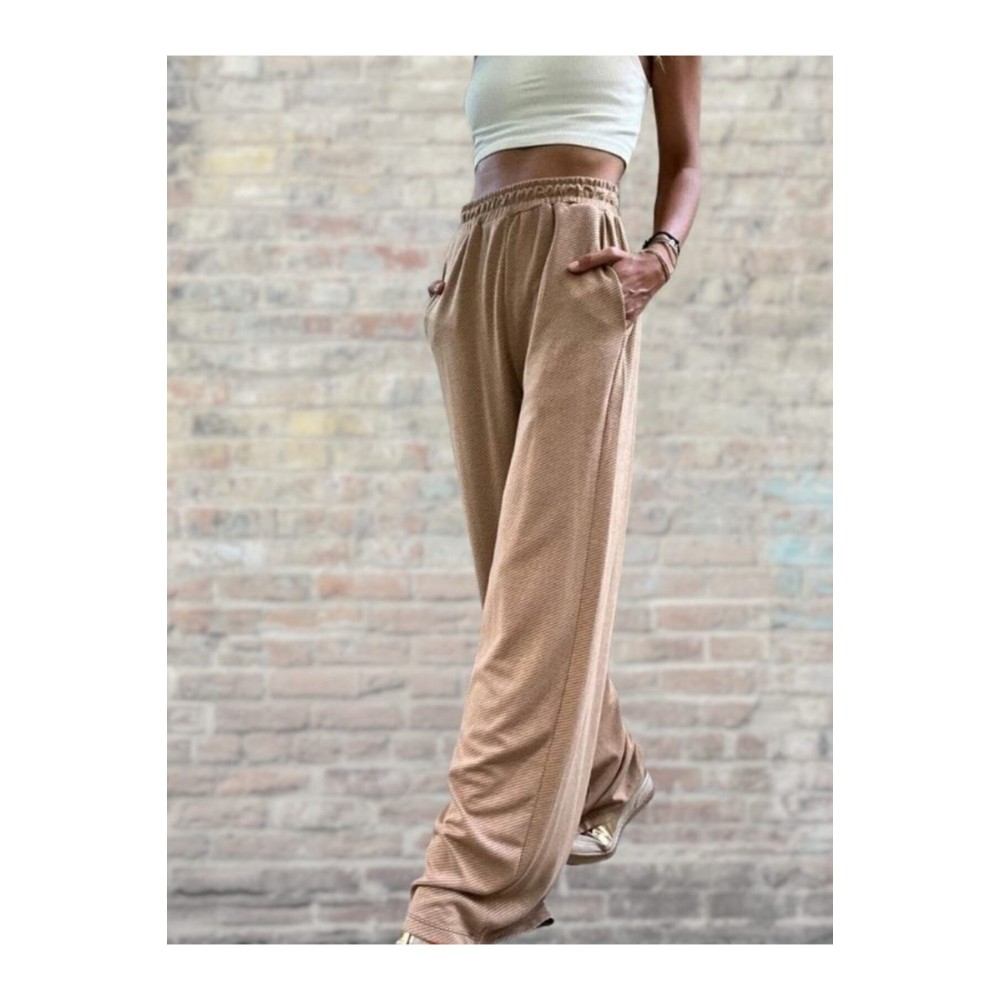 Pasaklı Giyim Pasaklı Giyim Kadın Dokulu Pantolon Camel - Premium Kadın Giyim