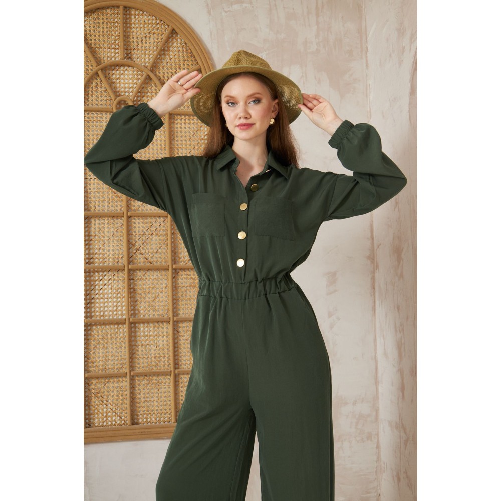 Pasaklı Giyim Pasaklı Giyim Kadın Kupra Tulum Haki - Premium Kadın Giyim