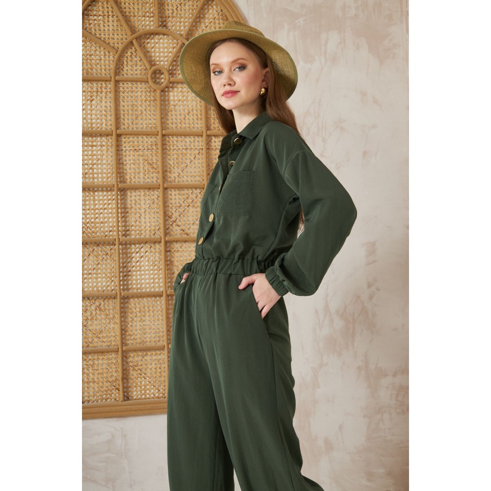 Pasaklı Giyim Pasaklı Giyim Kadın Kupra Tulum Haki - Premium Kadın Giyim