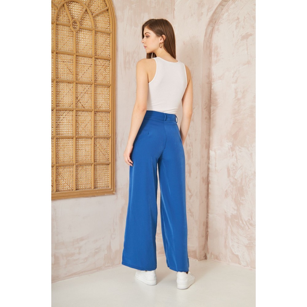 Pasaklı Giyim Pasaklı Giyim Kupra İpek Palazzo Pantolon İndigo - Premium Kadın Giyim