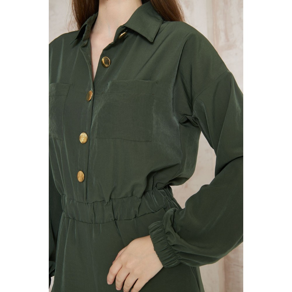 Pasaklı Giyim Pasaklı Giyim Kadın Kupra Tulum Haki - Premium Kadın Giyim