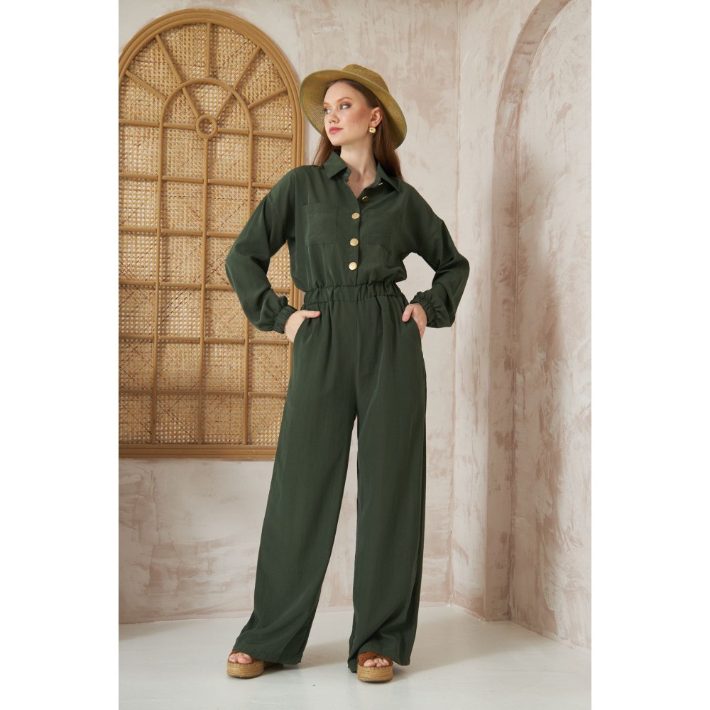 Pasaklı Giyim Pasaklı Giyim Kadın Kupra Tulum Haki - Premium Kadın Giyim