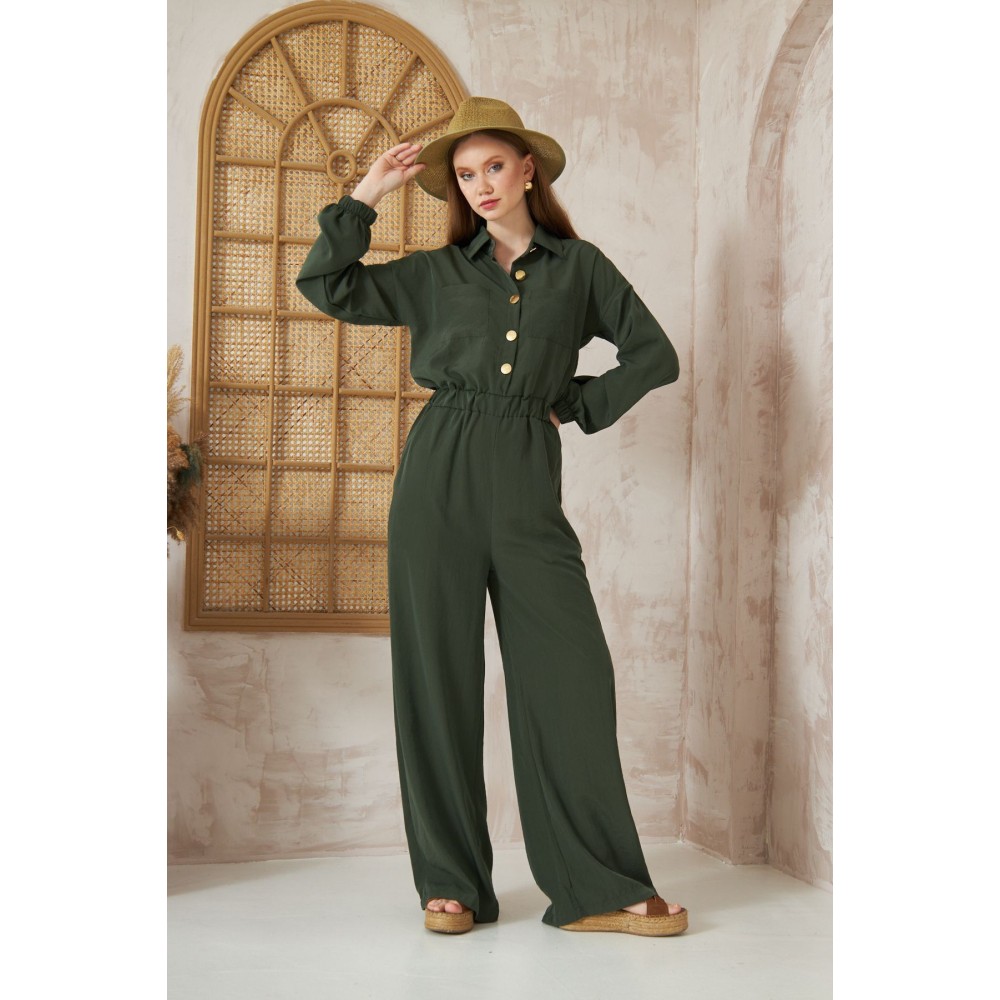 Pasaklı Giyim Pasaklı Giyim Kadın Kupra Tulum Haki - Premium Kadın Giyim