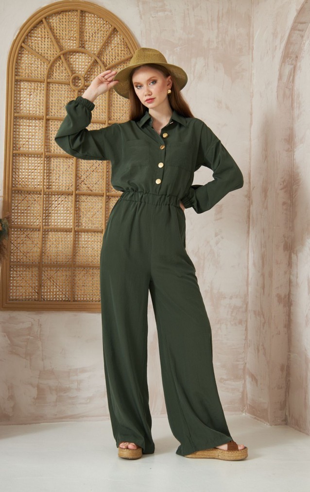 Pasaklı Giyim Kadın Kupra Tulum 3360506 Haki