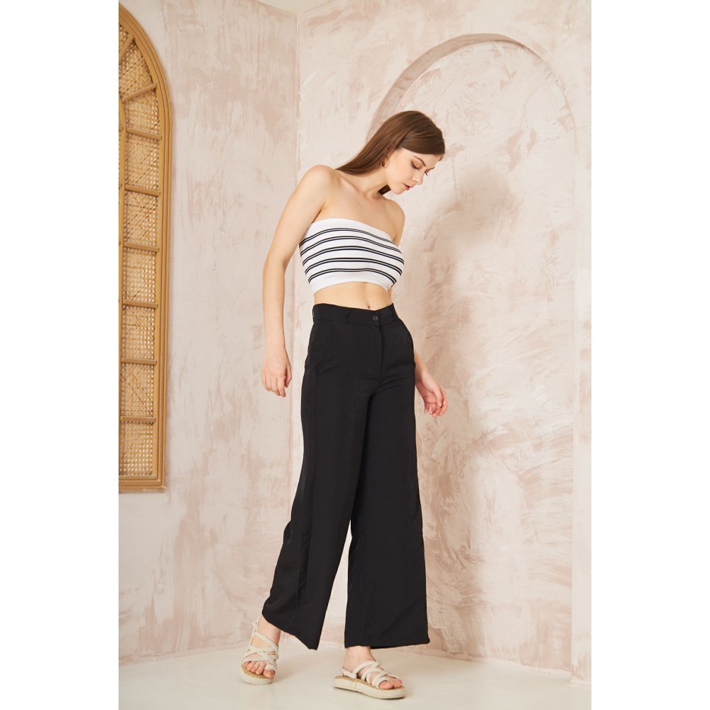 Pasaklı Giyim Pasaklı Giyim Kupra İpek Palazzo Pantolon Siyah - Premium Kadın Giyim