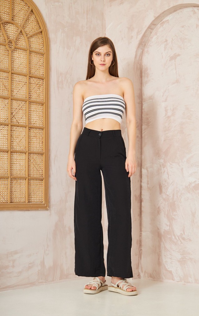 Pasaklı Giyim Kupra İpek Palazzo Pantolon 3427220 Siyah