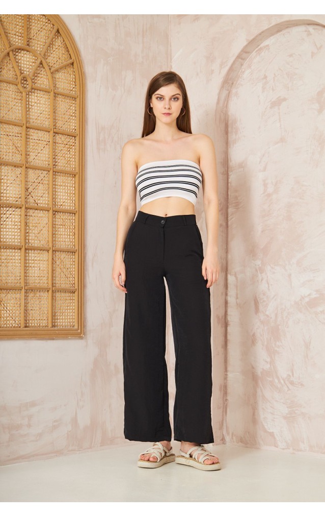 Pasaklı Giyim Kupra İpek Palazzo Pantolon 3427220 Siyah