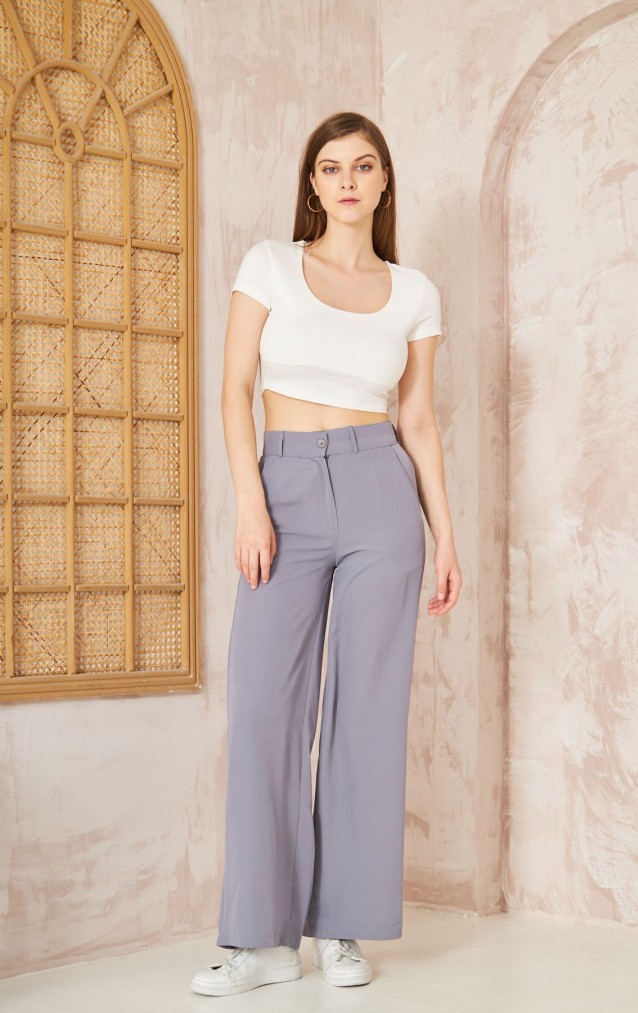 Pasaklı Giyim Kupra İpek Palazzo Pantolon 3427220 Gri