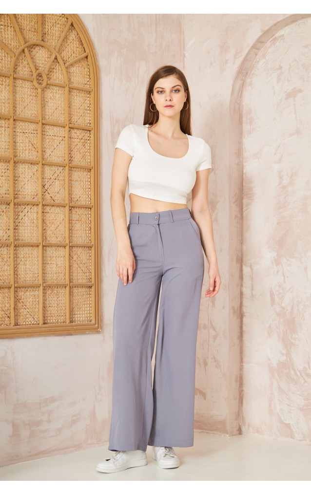 Pasaklı Giyim Kupra İpek Palazzo Pantolon 3427220 Gri