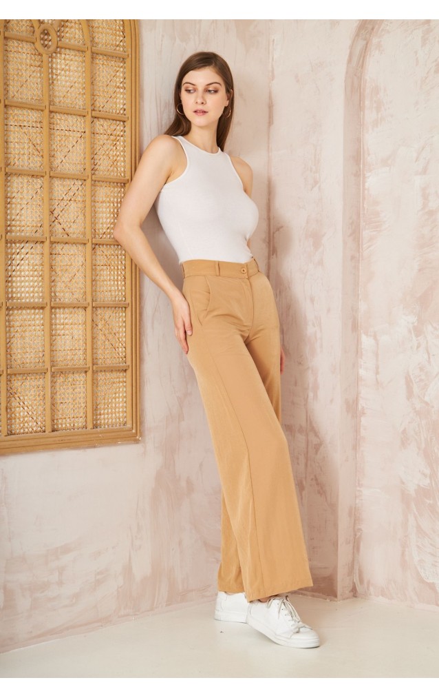 Pasaklı Giyim Kupra İpek Palazzo Pantolon 3427220 Karamel