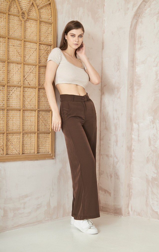 Pasaklı Giyim Kupra İpek Palazzo Pantolon 3427220 Kahverengi