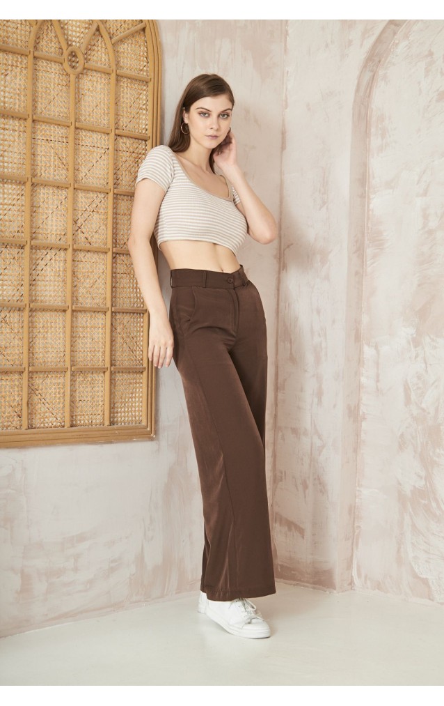 Pasaklı Giyim Kupra İpek Palazzo Pantolon 3427220 Kahverengi