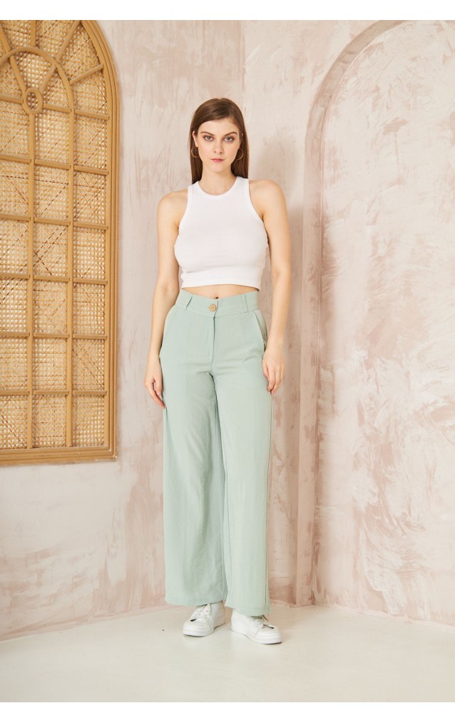 Pasaklı Giyim Kupra İpek Palazzo Pantolon 3427220 Mint Yeşil