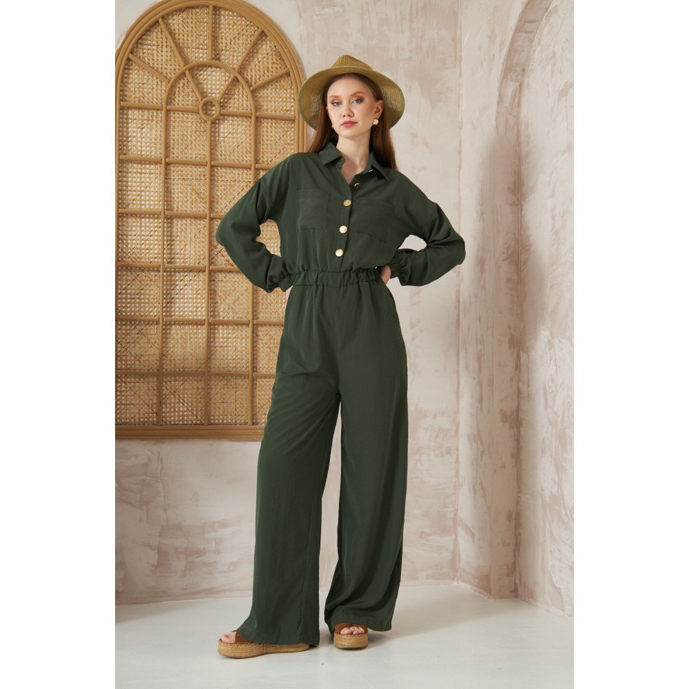 Pasaklı Giyim Pasaklı Giyim Kadın Kupra Tulum Haki - Premium Kadın Giyim