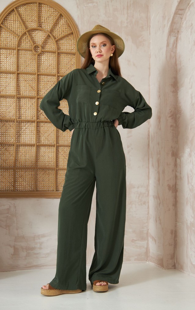 Pasaklı Giyim Kadın Kupra Tulum 3360506 Haki