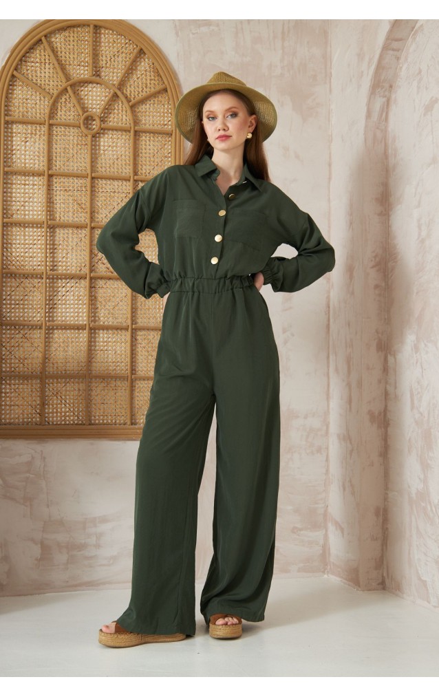 Pasaklı Giyim Kadın Kupra Tulum 3360506 Haki