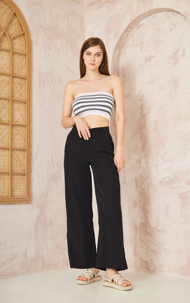 Pasaklı Giyim Kupra İpek Palazzo Pantolon 3427220 Siyah