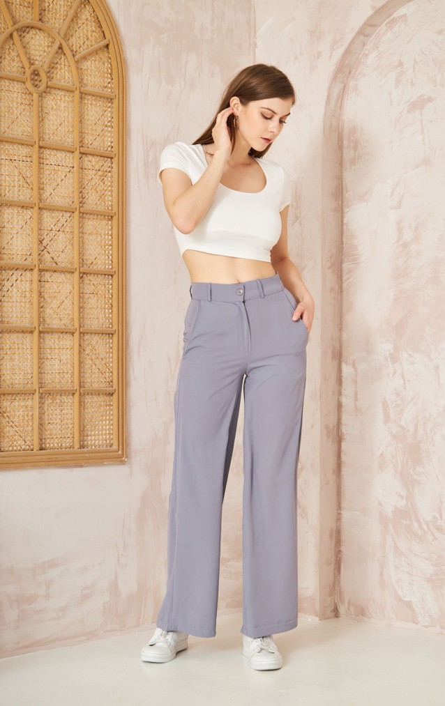 Pasaklı Giyim Kupra İpek Palazzo Pantolon 3427220 Gri