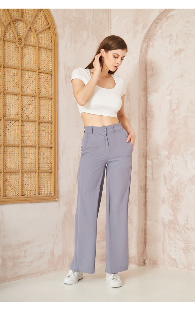 Pasaklı Giyim Kupra İpek Palazzo Pantolon 3427220 Gri