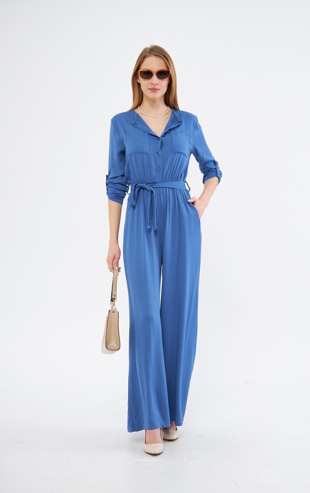 Pasaklı Giyim Kadın Viskon Tulum 3297500 İndigo