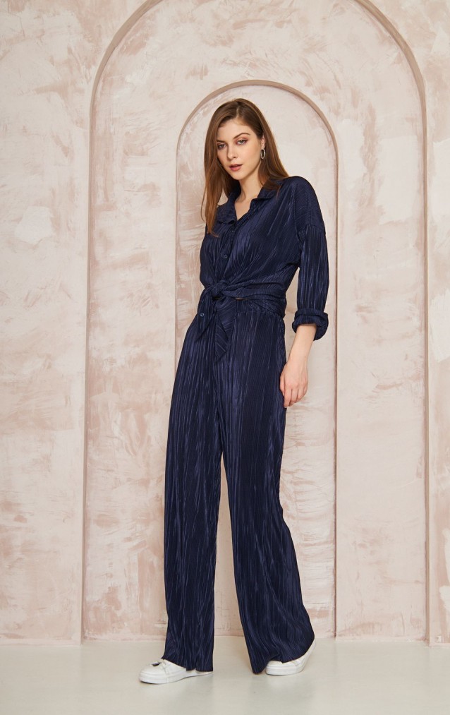 Pasaklı Giyim kadın Piliseli Bürümcük Pantolon Tunik Alt Üst Takım 3573374 Lacivert