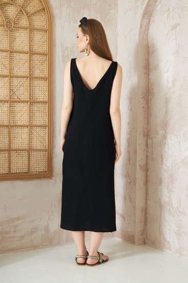 Pasaklı Giyim Kadın %100 Pamuk Müslin Elbise 3419385 Siyah