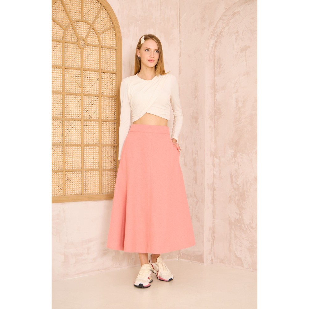 Pasaklı Giyim Pasaklı Giyim Kadın Kiloş Kaşe Etek Pembe - Premium Kadın Giyim