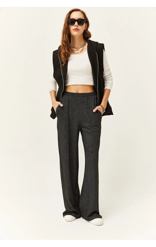 Pasaklı Giyim Kadın Dokulu Pantolon 3453 Siyah