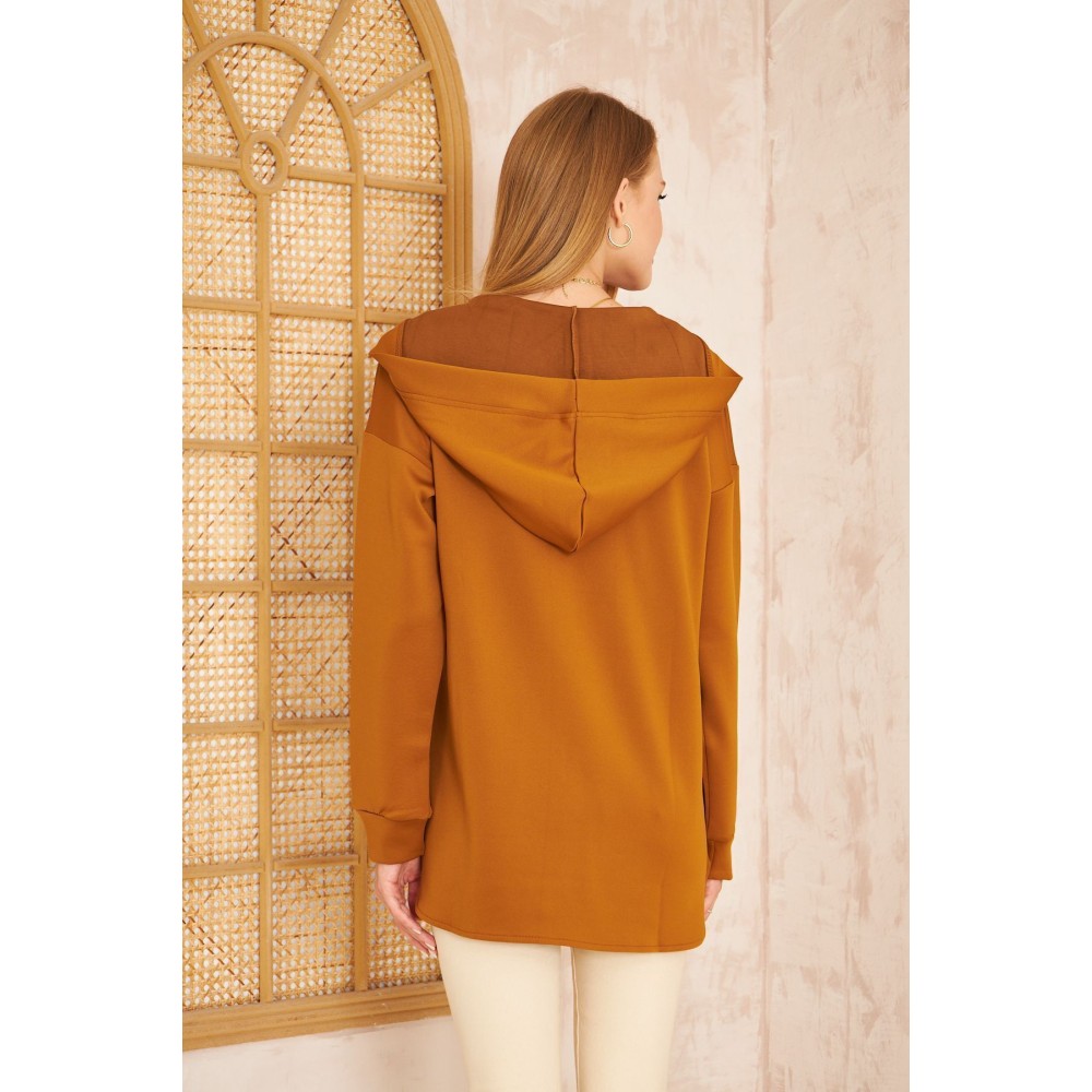 Pasaklı Giyim Pasaklı Giyim Kadın Kapüşonlu Sweatshirt Kahverengi - Premium Kadın Giyim