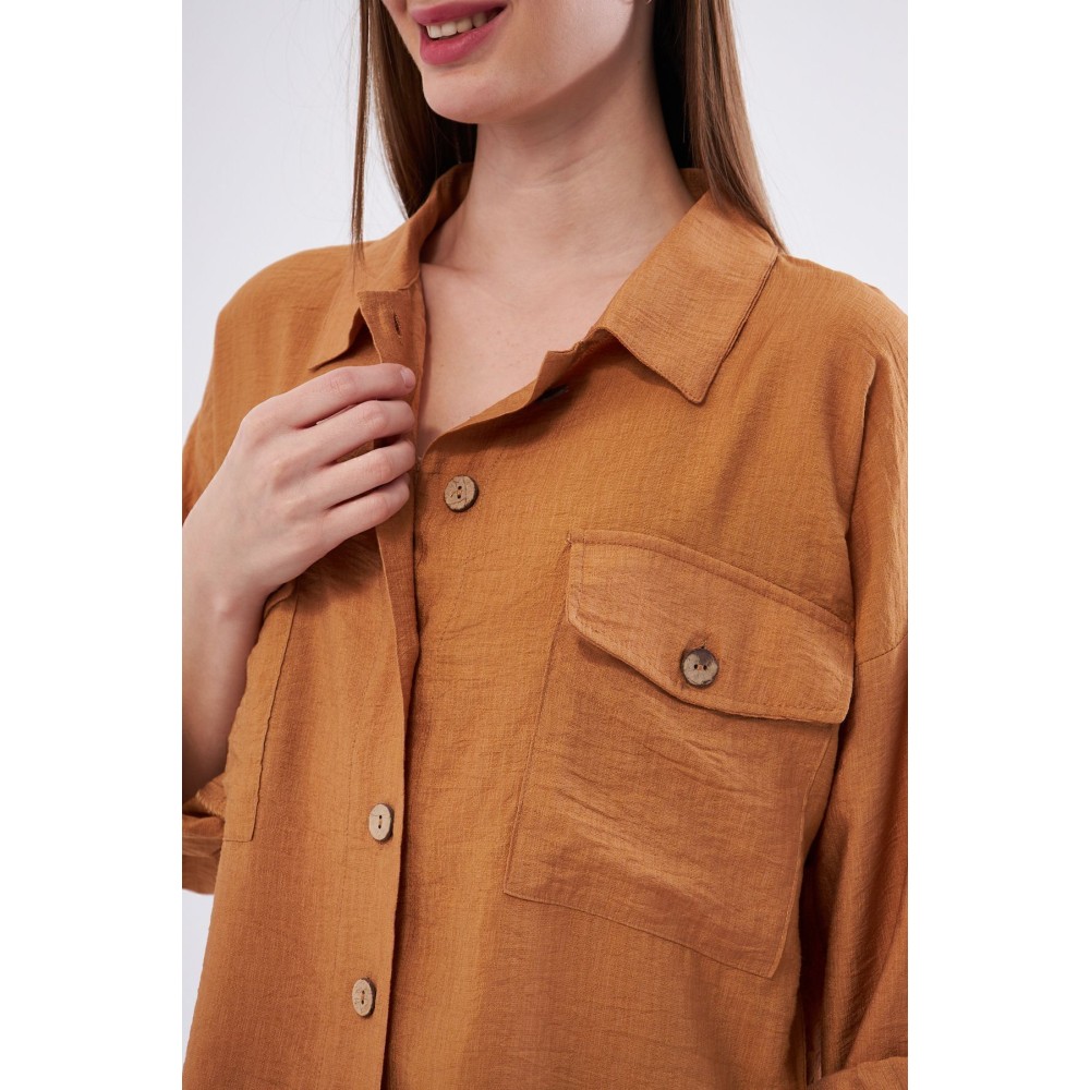 Pasaklı Giyim Pasaklı Giyim Kadın Oversize Arkası Uzun Tunik Gömlek Bej - Premium Kadın Giyim