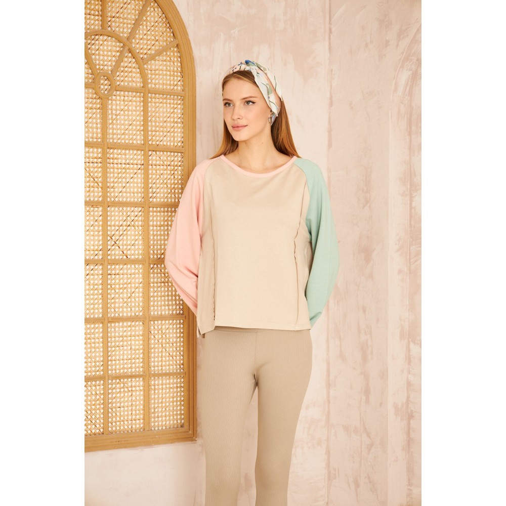 Pasaklı Giyim Pasaklı Giyim Kadın Sweatshirt Bej - Premium Kadın Giyim