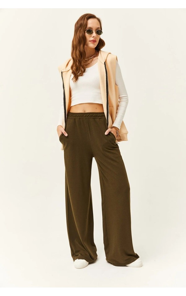 Pasaklı Giyim Kadın Dokulu Pantolon 3453  Haki