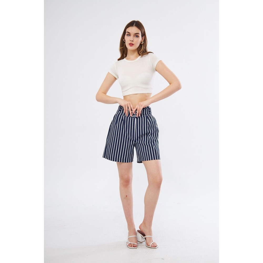 Pasaklı Giyim Pasaklı Giyim Kadın Gabardin Mini Şort Lacivert - Premium Kadın Giyim