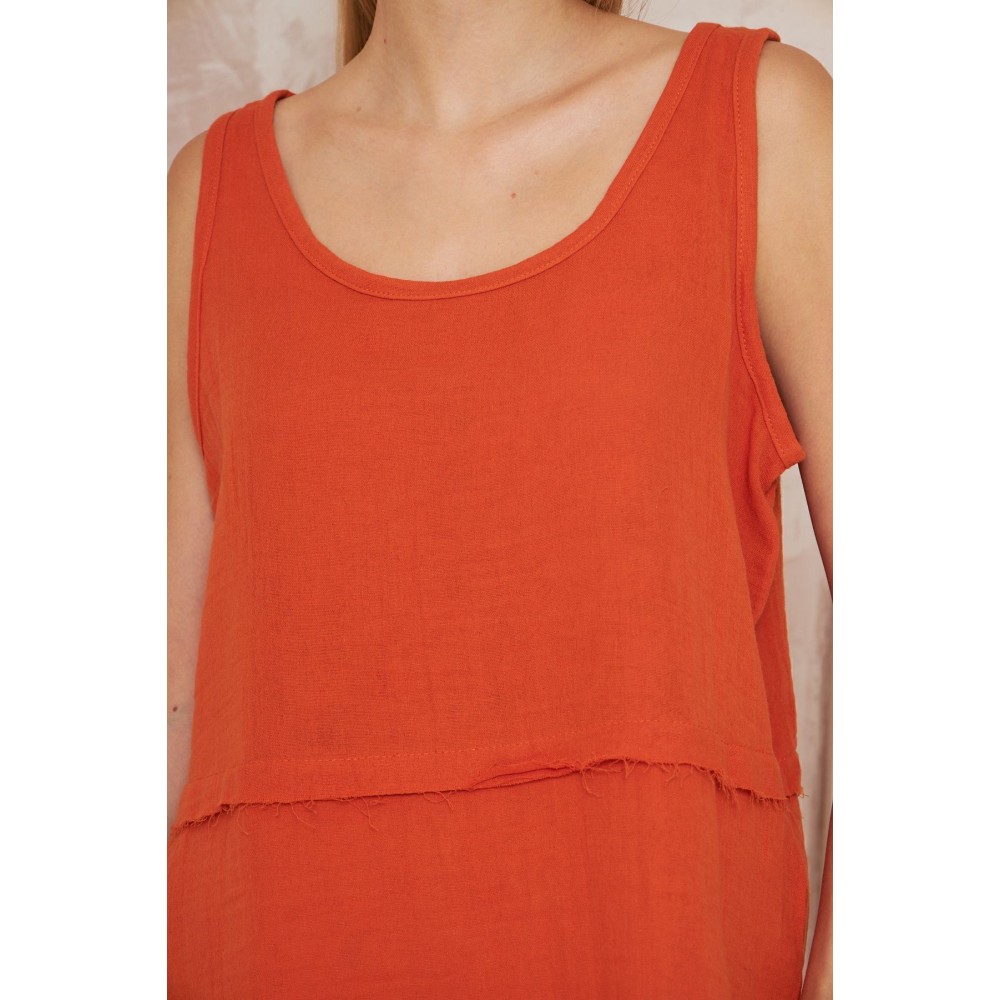 Pasaklı Giyim Pasaklı Giyim Kadın Müslin Pis Dikiş Bluz Turuncu - Premium Kadın Giyim