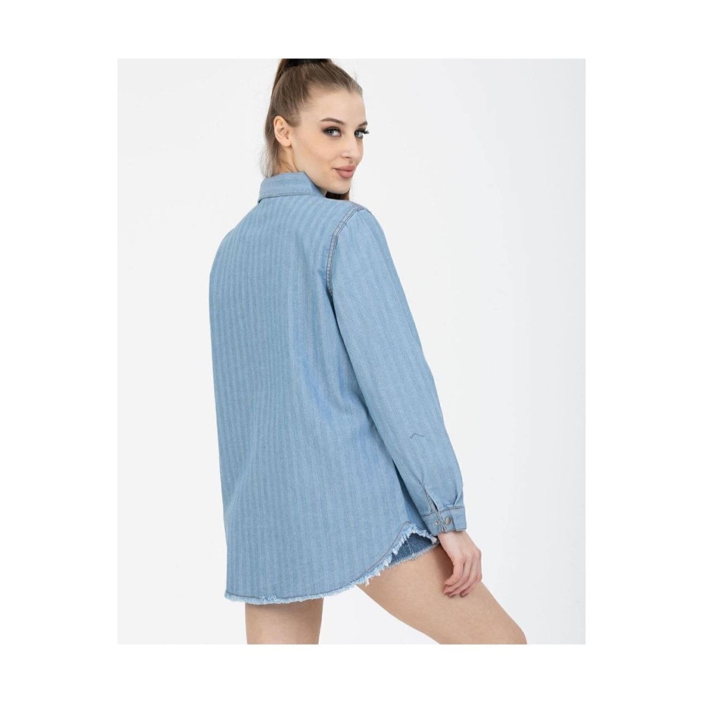 Pasaklı Giyim Pasaklı Giyim Kadın Denim Kot Gömlek Açık Mavi - Premium Kadın Giyim