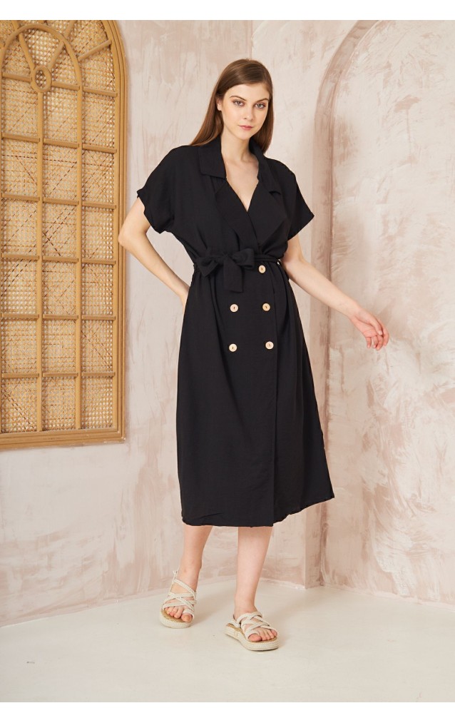Pasaklı Giyim Kadın Keten Ceket Elbise 3162451 Siyah