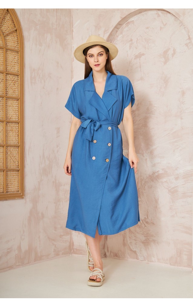 Pasaklı Giyim Kadın Keten Ceket Elbise 3162451 İndigo