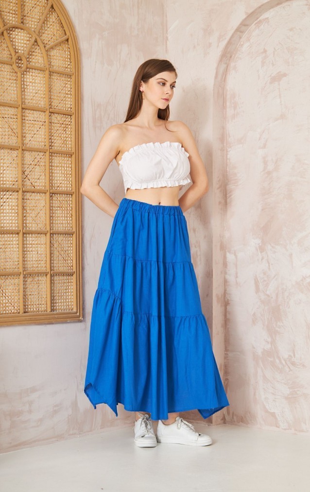 Pasaklı Giyim Kadın Asimetrik 3 Kat Etek 3574300 Saks