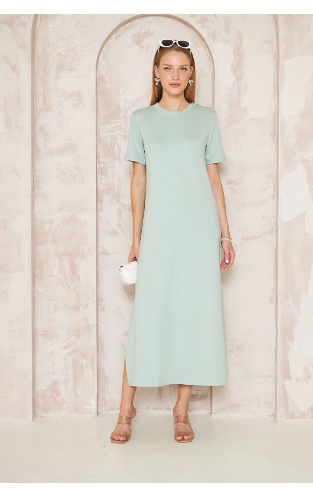 Pasaklı Giyim Kadın Omzu Düğmeli Elbise 3618310 Mint
