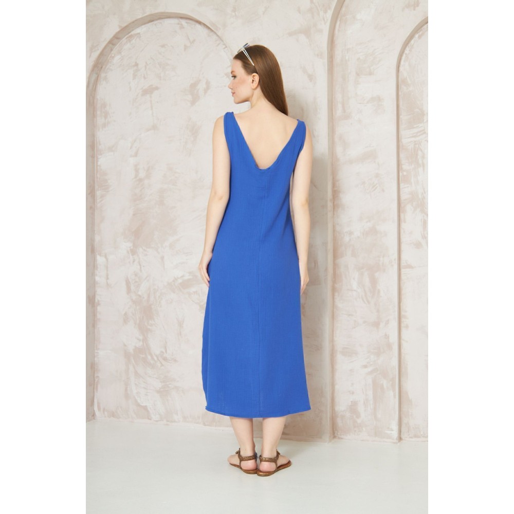 Pasaklı Giyim Pasaklı Giyim Kadın %100 Pamuk Müslin Elbise İndigo - Premium Kadın Giyim