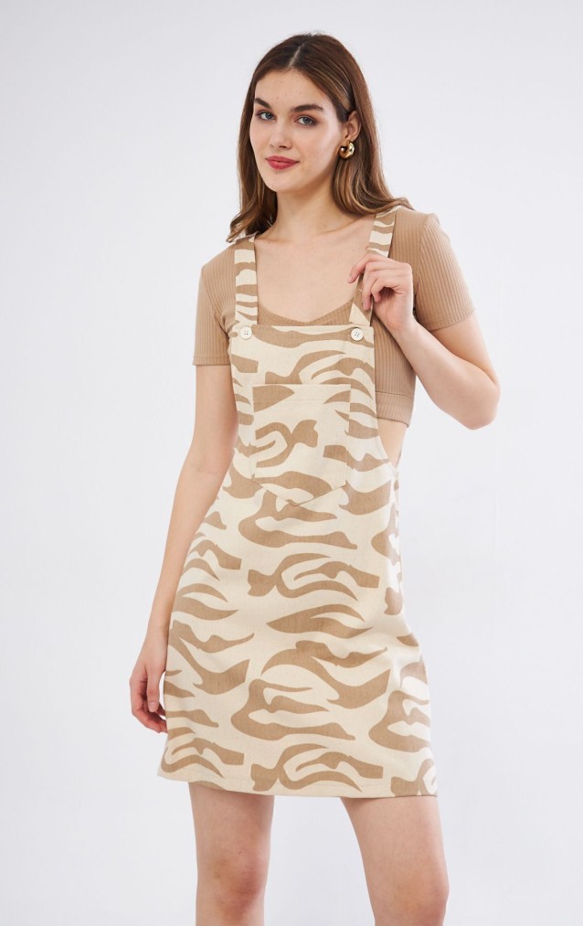 Pasaklı Giyim Kadın Gabardin Salopet Mini Elbise 3568214 Vizon