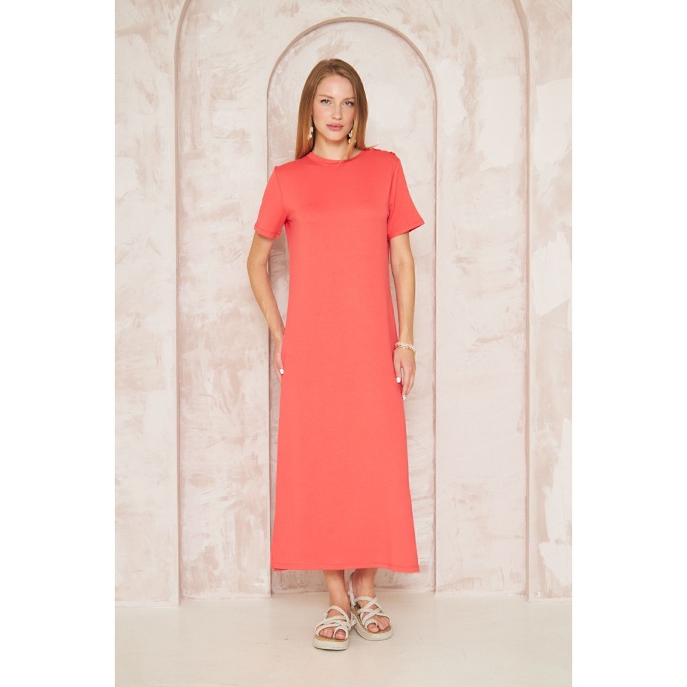 Pasaklı Giyim Pasaklı Giyim Kadın Omzu Düğmeli Mercan - Premium Kadın Giyim