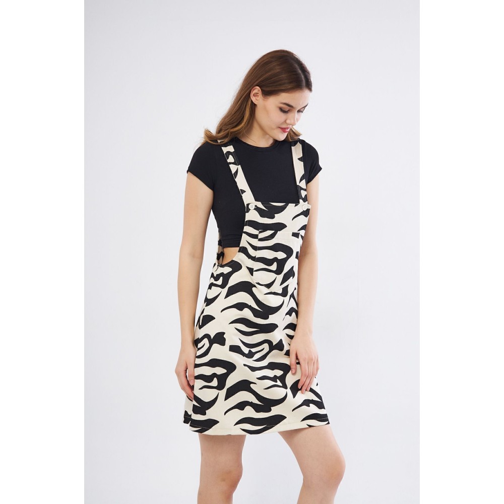 Pasaklı Giyim Pasaklı Giyim Kadın Gabardin Salopet Mini Elbise Siyah - Premium Kadın Giyim