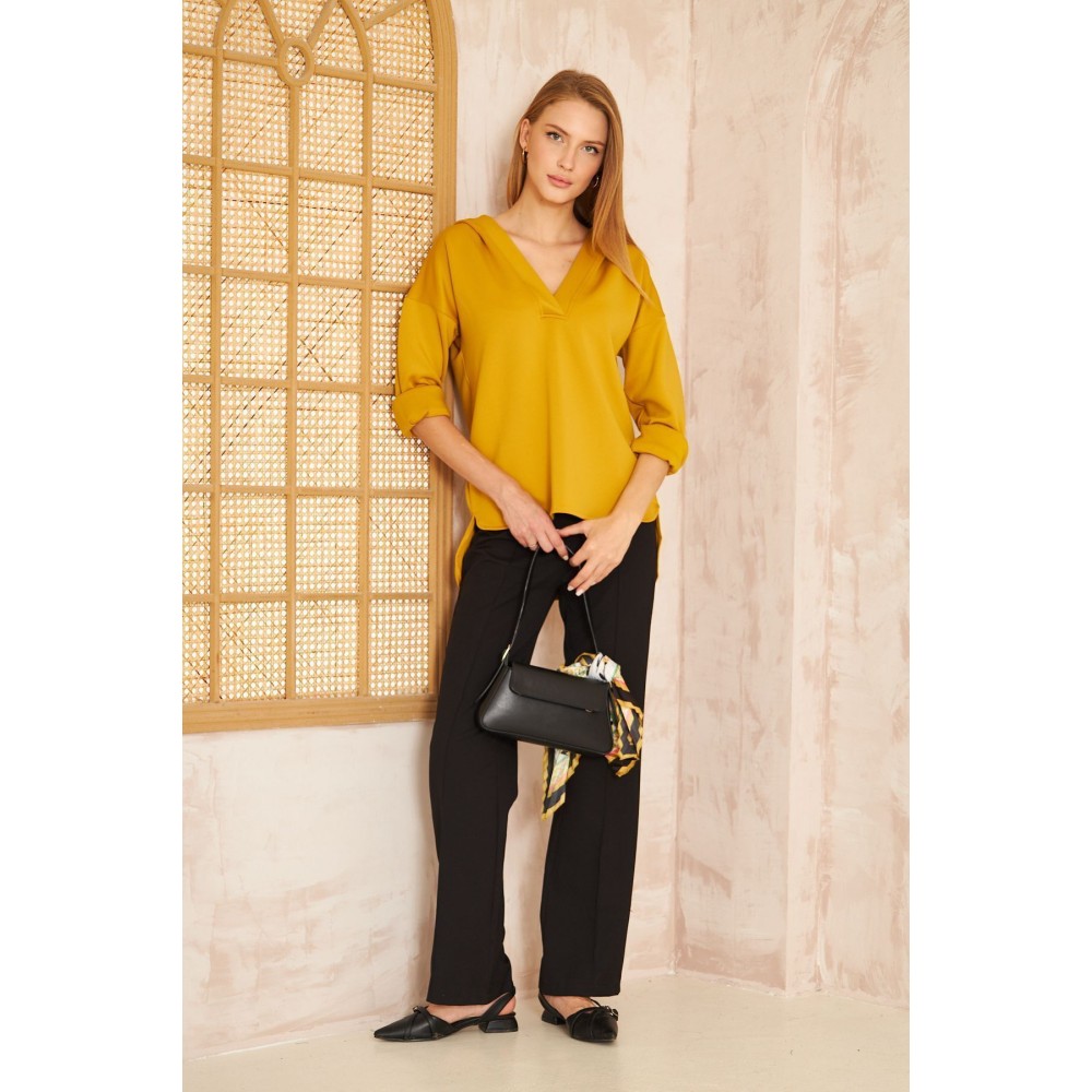 Pasaklı Giyim Pasaklı Giyim Kadın Kapüşonlu Sweatshirt Hardal - Premium Kadın Giyim