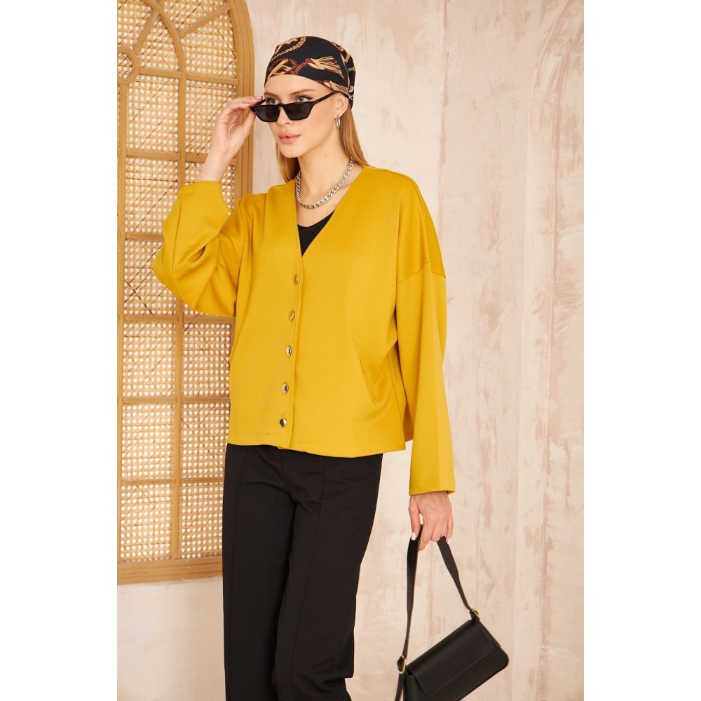 Pasaklı Giyim Pasaklı Giyim Kadın Scuba Hırka Hardal - Premium Kadın Giyim